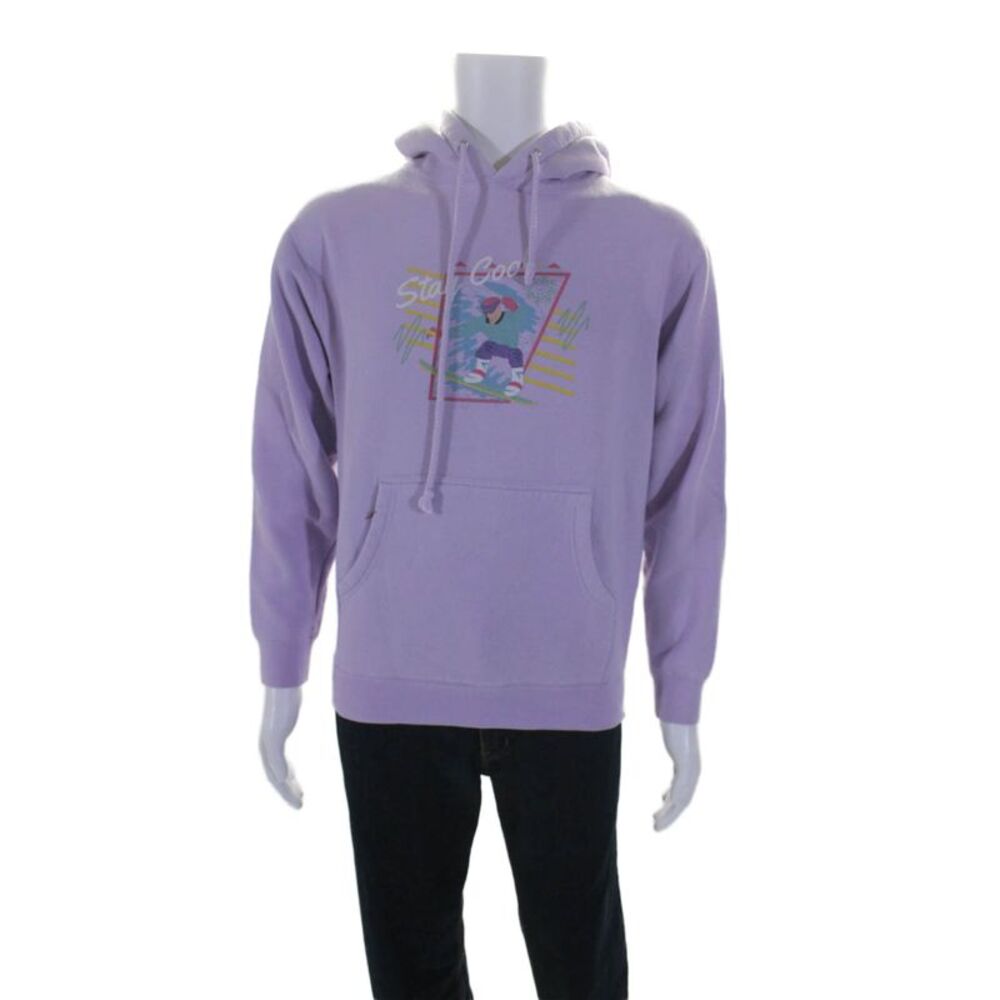 Staycoolnyc Mens Pullover Snowboarding Logo Hoodie Sweater Purple Cotton Small
